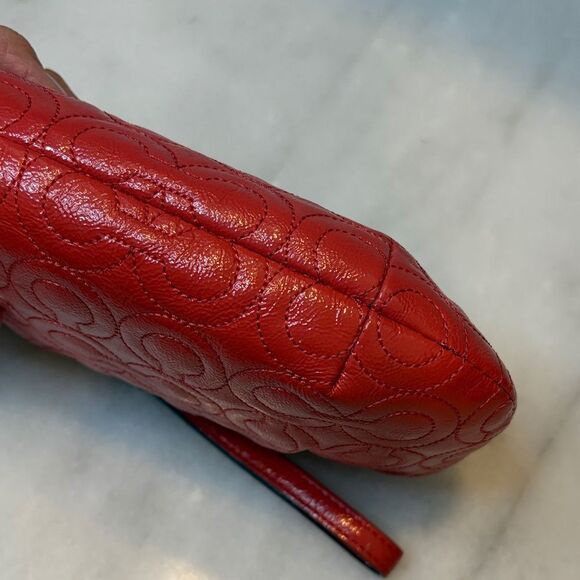 Coach Wristlet Bag Purse Leather Signature OpArt Logo Quilted Clutch Mini Bag - Picture 8 of 16